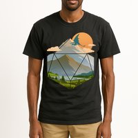 Dungeons Dragons DnD D20 Dice Mountain Nature Scene Tall T-Shirt