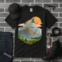 Dungeons Dragons DnD D20 Dice Mountain Nature Scene Tall T-Shirt