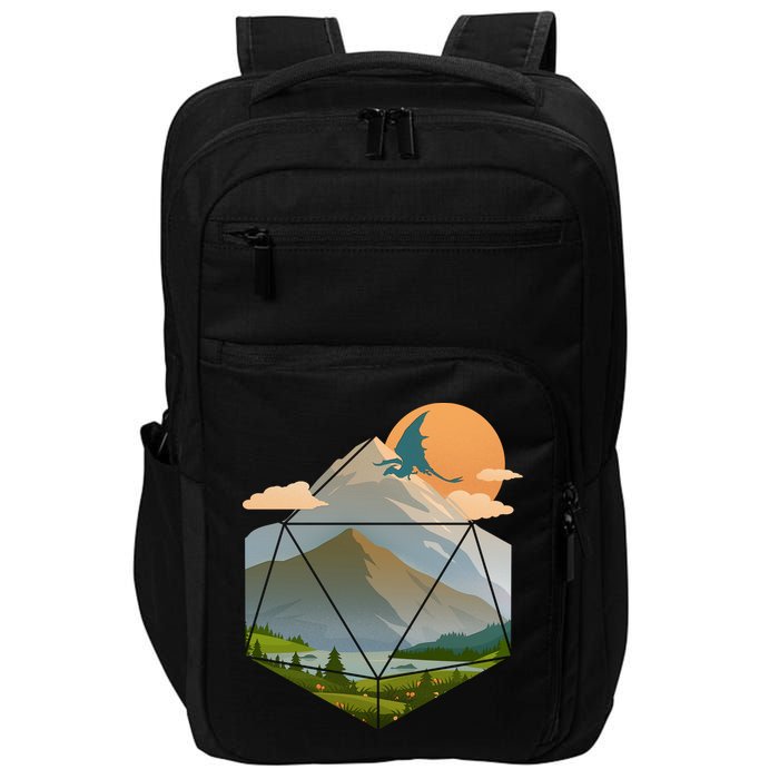 Dungeons Dragons DnD D20 Dice Mountain Nature Scene Impact Tech Backpack