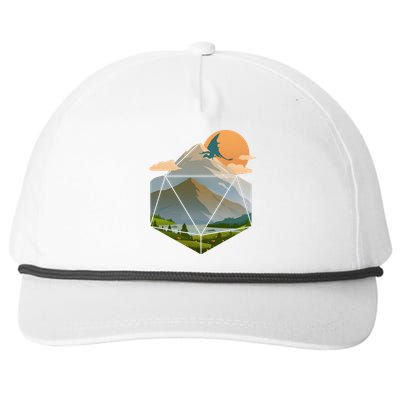 Dungeons Dragons DnD D20 Dice Mountain Nature Scene Snapback Five-Panel Rope Hat