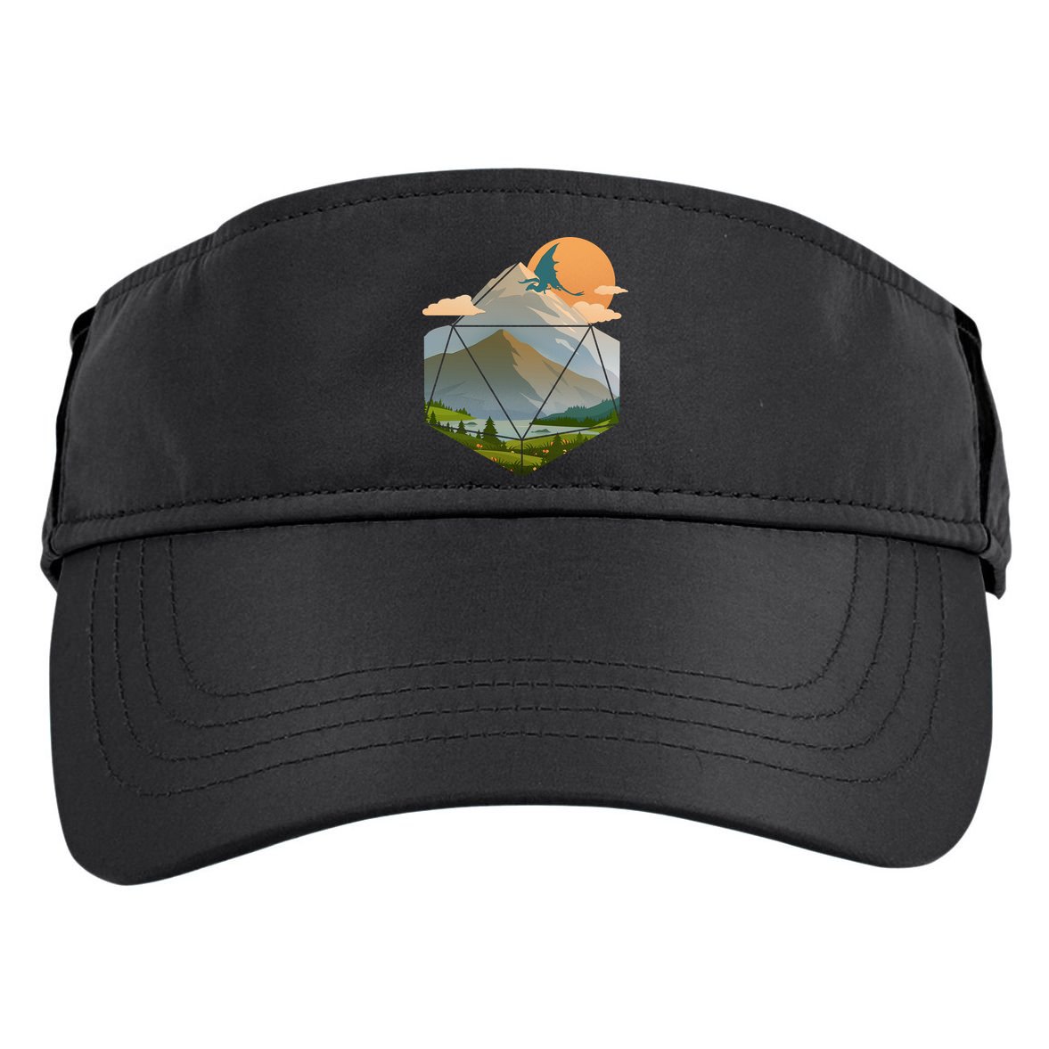 Dungeons Dragons DnD D20 Dice Mountain Nature Scene Adult Drive Performance Visor