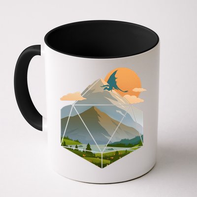 Dungeons Dragons DnD D20 Dice Mountain Nature Scene Mug