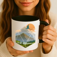 Dungeons Dragons DnD D20 Dice Mountain Nature Scene Mug