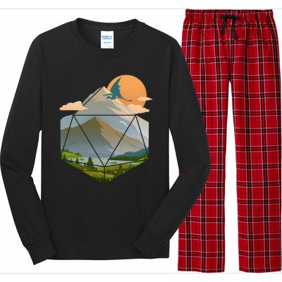 Dungeons Dragons DnD D20 Dice Mountain Nature Scene Long Sleeve Pajama Set