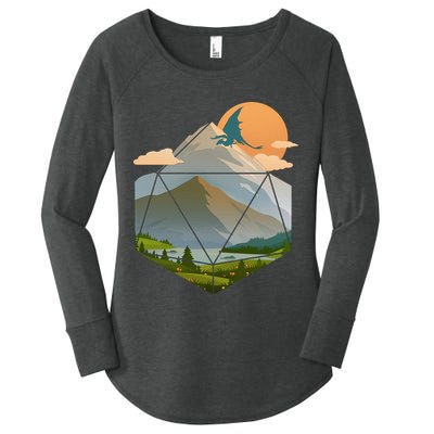 Dungeons Dragons DnD D20 Dice Mountain Nature Scene Women's Perfect Tri Tunic Long Sleeve Shirt