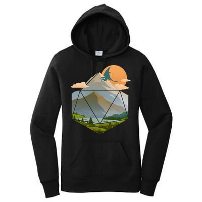 Dungeons Dragons DnD D20 Dice Mountain Nature Scene Women's Pullover Hoodie