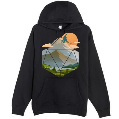 Dungeons Dragons DnD D20 Dice Mountain Nature Scene Premium Pullover Hoodie