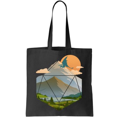 Dungeons Dragons DnD D20 Dice Mountain Nature Scene Bag
