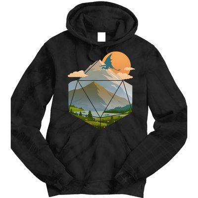 Dungeons Dragons DnD D20 Dice Mountain Nature Scene Tie Dye Hoodie