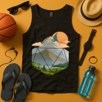Dungeons Dragons DnD D20 Dice Mountain Nature Scene Tank Top