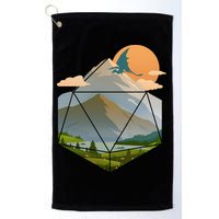 Dungeons Dragons DnD D20 Dice Mountain Nature Scene Golf Towel