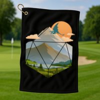 Dungeons Dragons DnD D20 Dice Mountain Nature Scene Golf Towel