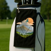 Dungeons Dragons DnD D20 Dice Mountain Nature Scene Golf Towel