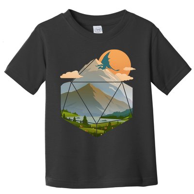 Dungeons Dragons DnD D20 Dice Mountain Nature Scene Toddler T-Shirt