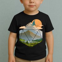 Dungeons Dragons DnD D20 Dice Mountain Nature Scene Toddler T-Shirt