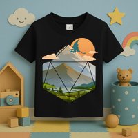 Dungeons Dragons DnD D20 Dice Mountain Nature Scene Toddler T-Shirt