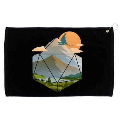 Dungeons Dragons DnD D20 Dice Mountain Nature Scene Grommeted Golf Towel