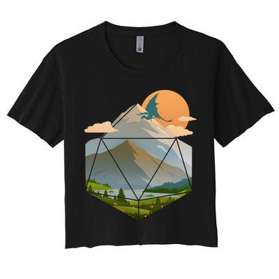 Dungeons Dragons DnD D20 Dice Mountain Nature Scene Crop Top