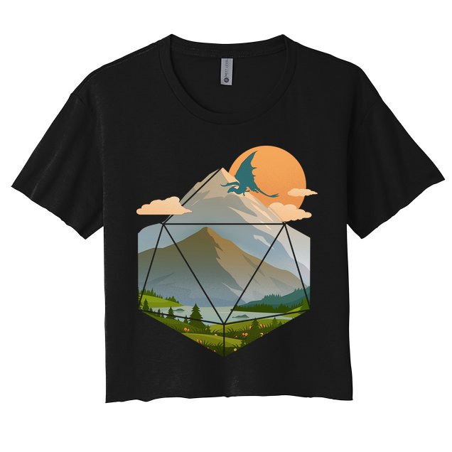 Dungeons Dragons DnD D20 Dice Mountain Nature Scene Crop Top