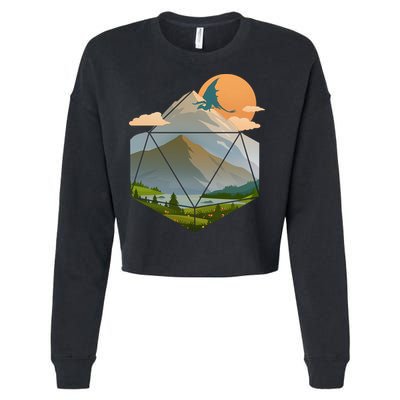 Dungeons Dragons DnD D20 Dice Mountain Nature Scene Cropped Pullover Crew