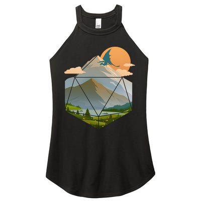 Dungeons Dragons DnD D20 Dice Mountain Nature Scene Women's Perfect Tri Rocker Tank