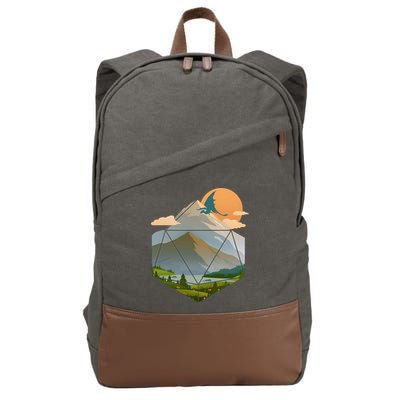 Dungeons Dragons DnD D20 Dice Mountain Nature Scene Cotton Canvas Backpack