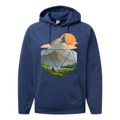 Dungeons Dragons DnD D20 Dice Mountain Nature Scene Performance Fleece Hoodie