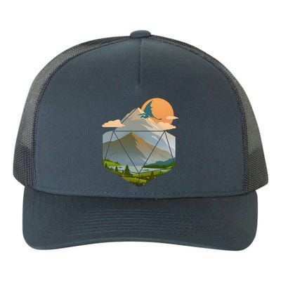 Dungeons Dragons DnD D20 Dice Mountain Nature Scene Yupoong Adult 5-Panel Trucker Hat