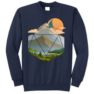 Dungeons Dragons DnD D20 Dice Mountain Nature Scene Sweatshirt