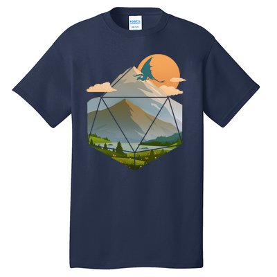 Dungeons Dragons DnD D20 Dice Mountain Nature Scene Tall T-Shirt