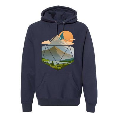 Dungeons Dragons DnD D20 Dice Mountain Nature Scene Premium Hoodie