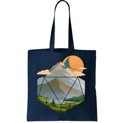 Dungeons Dragons DnD D20 Dice Mountain Nature Scene Tote Bag