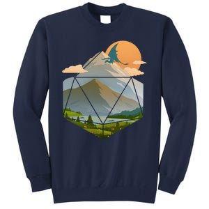 Dungeons Dragons DnD D20 Dice Mountain Nature Scene Tall Sweatshirt