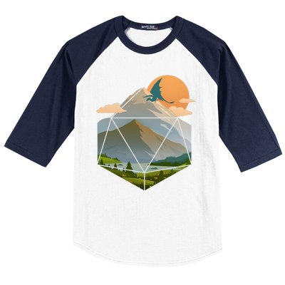 Dungeons Dragons DnD D20 Dice Mountain Nature Scene Baseball Sleeve Shirt