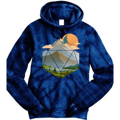 Dungeons Dragons DnD D20 Dice Mountain Nature Scene Tie Dye Hoodie