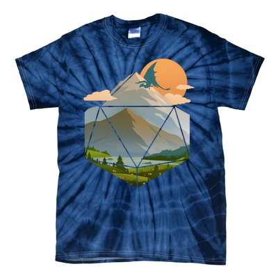 Dungeons Dragons DnD D20 Dice Mountain Nature Scene Tie-Dye T-Shirt