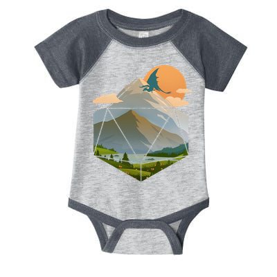 Dungeons Dragons DnD D20 Dice Mountain Nature Scene Infant Baby Jersey Bodysuit
