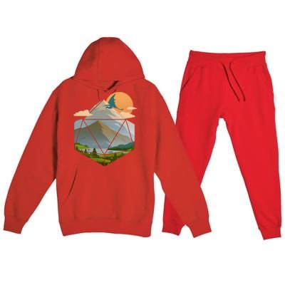 Dungeons Dragons DnD D20 Dice Mountain Nature Scene Premium Hooded Sweatsuit Set