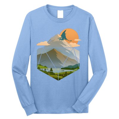 Dungeons Dragons DnD D20 Dice Mountain Nature Scene Long Sleeve Shirt