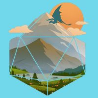Dungeons Dragons DnD D20 Dice Mountain Nature Scene Magnet