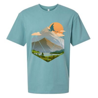 Dungeons Dragons DnD D20 Dice Mountain Nature Scene Sueded Cloud Jersey T-Shirt