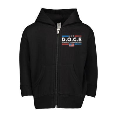 D.O.G.E Doge Department Of Government Efficiency Vintage Toddler Zip Fleece Hoodie