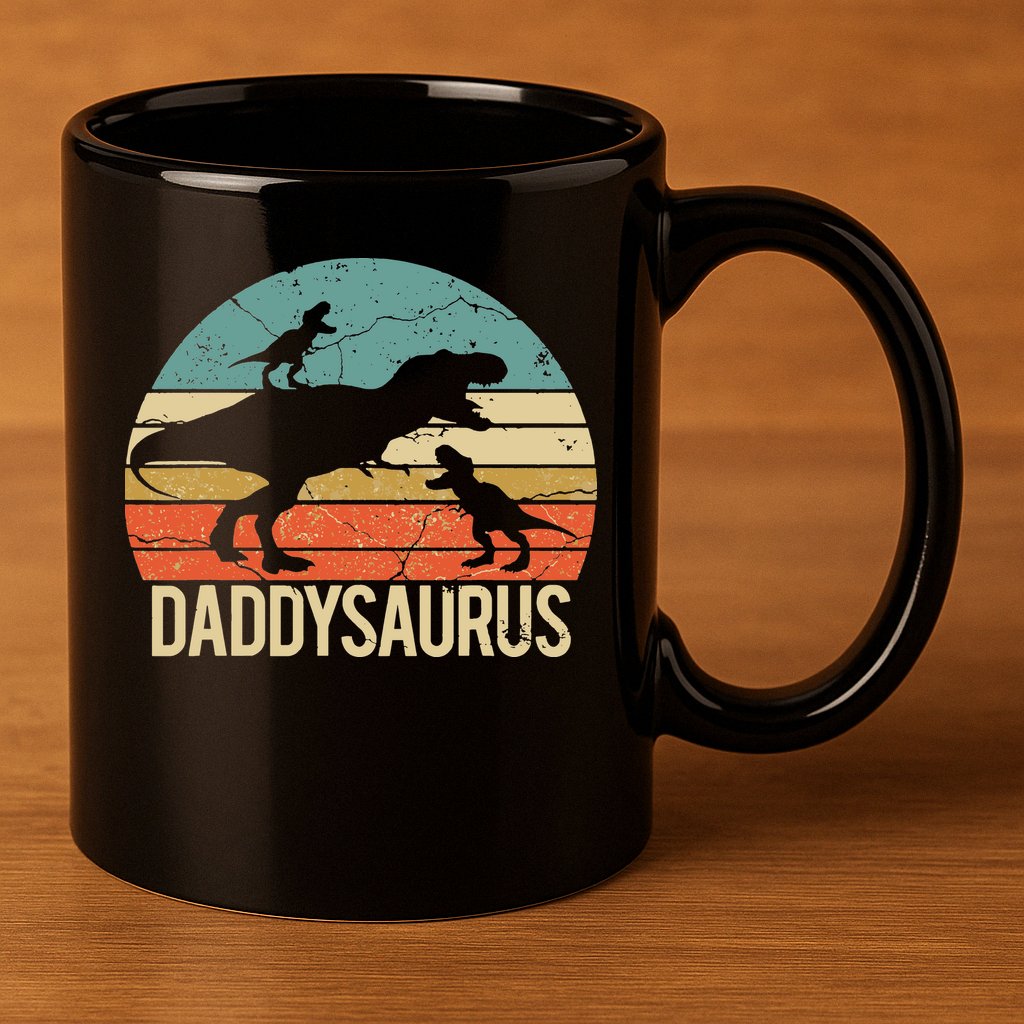 Daddy Dinosaur Daddysaurus 2 Two Christmas For Dad 11oz C Handle Ceramic Mug
