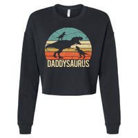 Daddy Dinosaur Daddysaurus 2 Two Christmas For Dad Cropped Pullover Crew