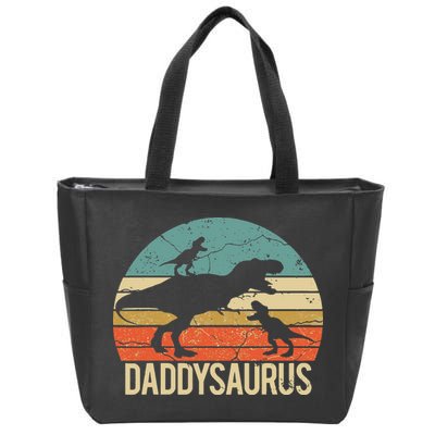 Daddy Dinosaur Daddysaurus 2 Two Christmas For Dad Zip Tote Bag