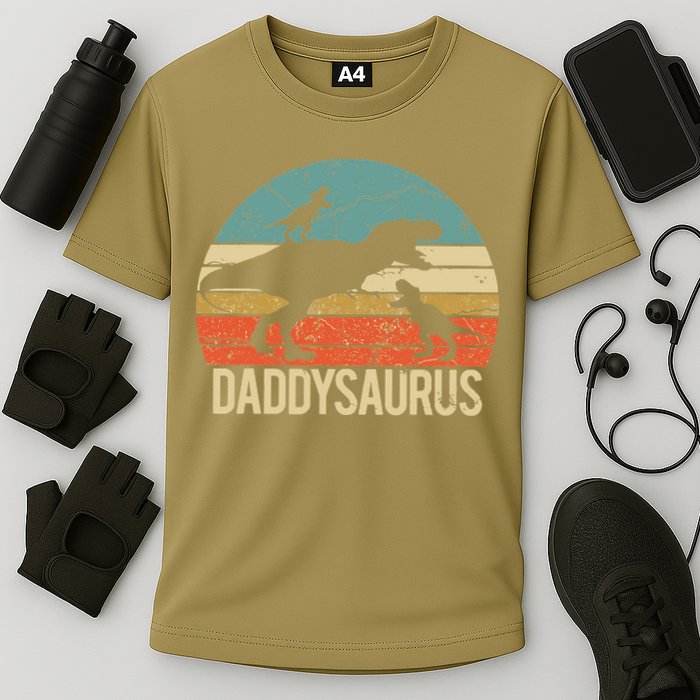 Daddy Dinosaur Daddysaurus 2 Two Christmas For Dad Cooling Performance Crew T-Shirt