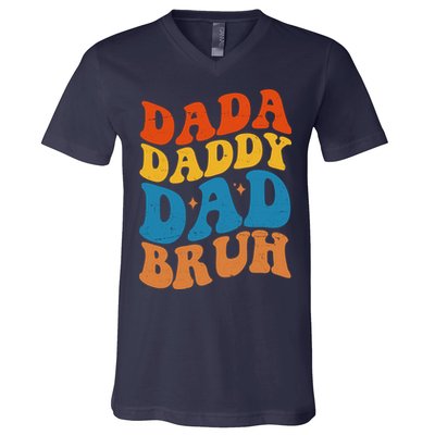 Dada Daddy Dad Bruh Retro Vintage V-Neck T-Shirt