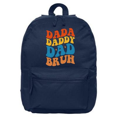 Dada Daddy Dad Bruh Retro Vintage 16 in Basic Backpack