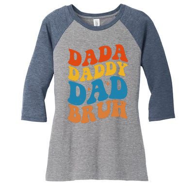 Dada Daddy Dad Bruh Retro Vintage Women's Tri-Blend 3/4-Sleeve Raglan Shirt