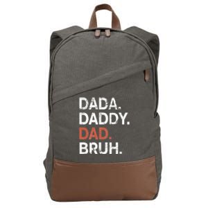 Dada Daddy Dad Bruh Gift Fathers Day 2024 Cotton Canvas Backpack